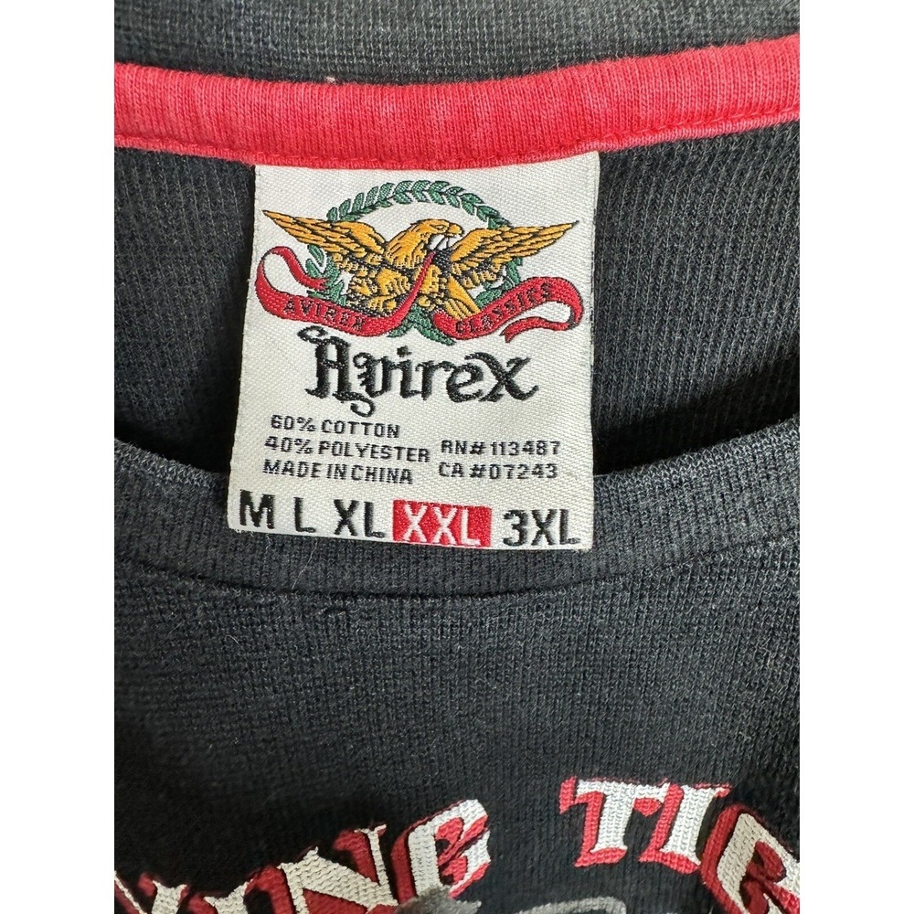 Vintage Avirex Shirt Men's XXL Black Flying Tigers Graphic Print Waffle LS Shirt - Picture 3 of 11